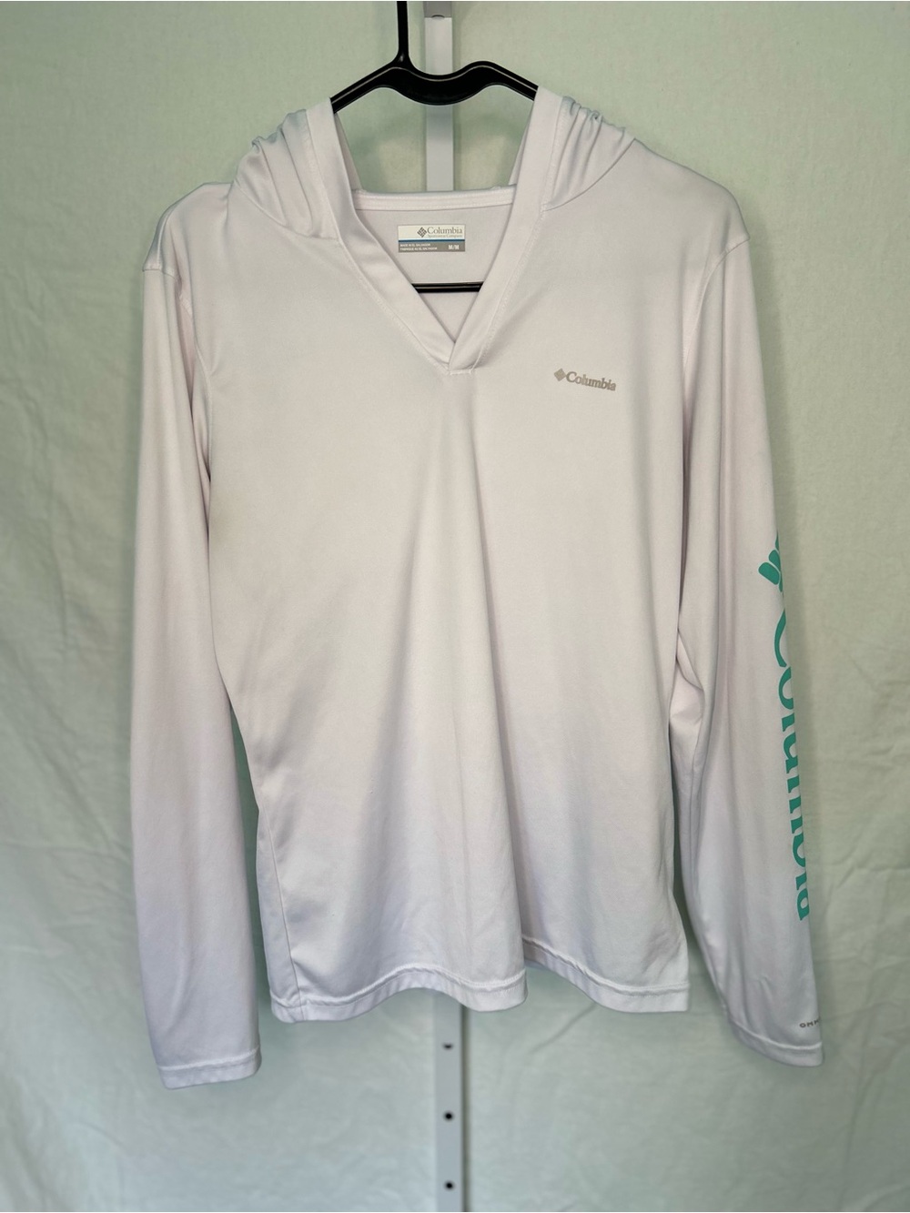 Columbia Women’s V-Neck Hooded Sun Shirt Medium White Athletic